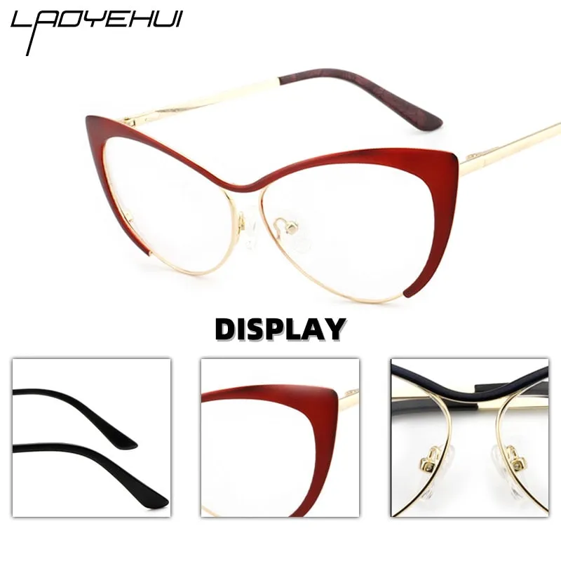 Laoyehui Women's Full Rim Cat Eye Green Alloy Reading Glasses Anti-Blue 8077