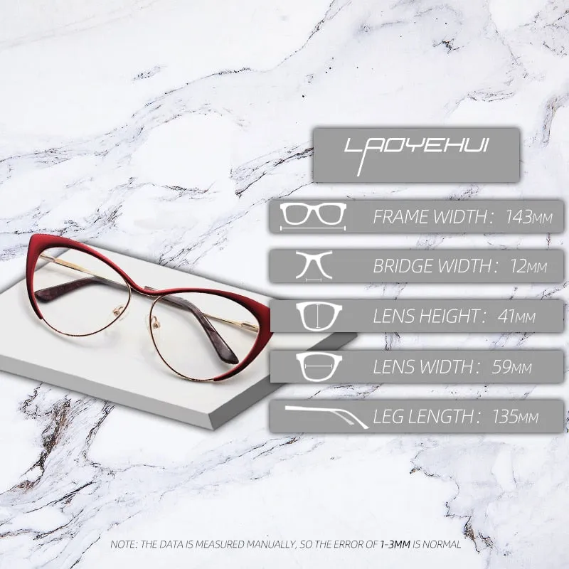 Laoyehui Women's Full Rim Cat Eye Green Alloy Reading Glasses Anti-Blue 8077