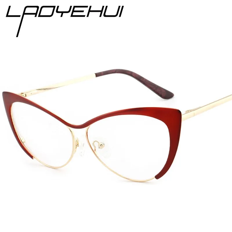 Laoyehui Women's Full Rim Cat Eye Green Alloy Reading Glasses Anti-Blue 8077