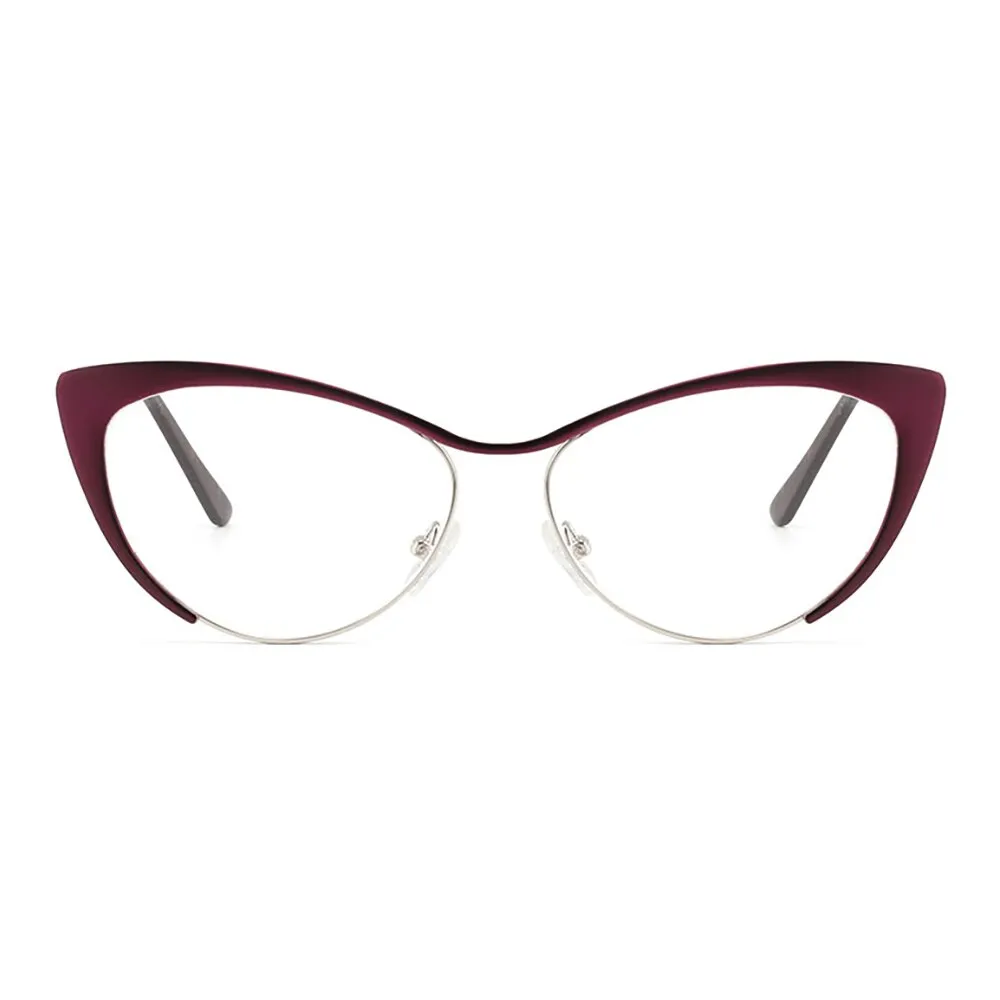 Laoyehui Women's Full Rim Cat Eye Green Alloy Reading Glasses Anti-Blue 8077