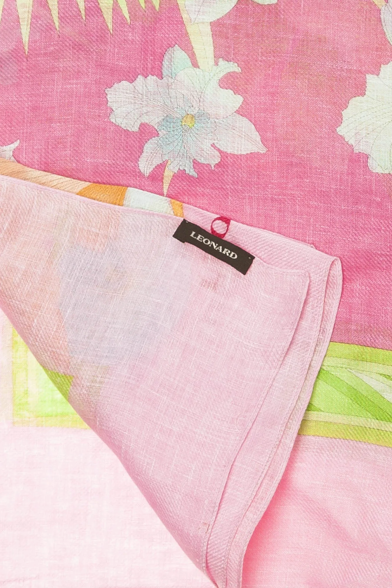 Leonard - Pink Scarf With Blue Flowers - One Size