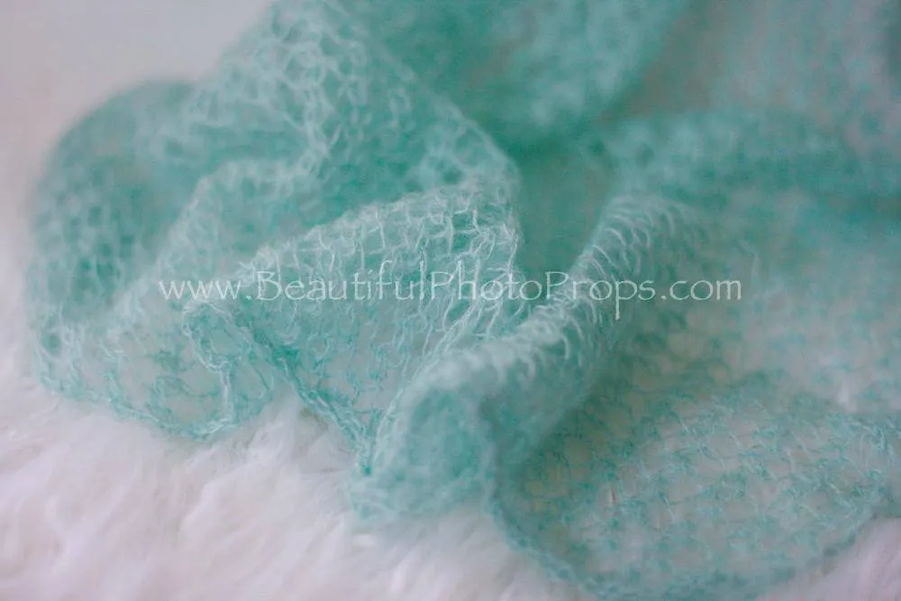 Light Blue Mohair Knit Baby Wrap