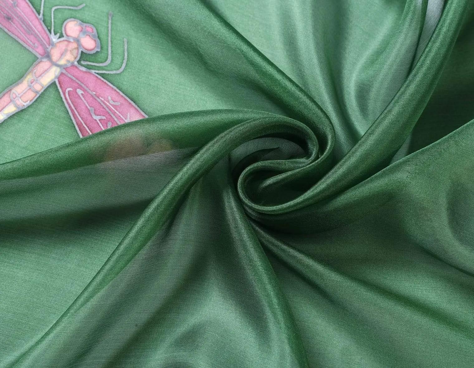 Long Hand Painted Silk Scarf - Dragonfly
