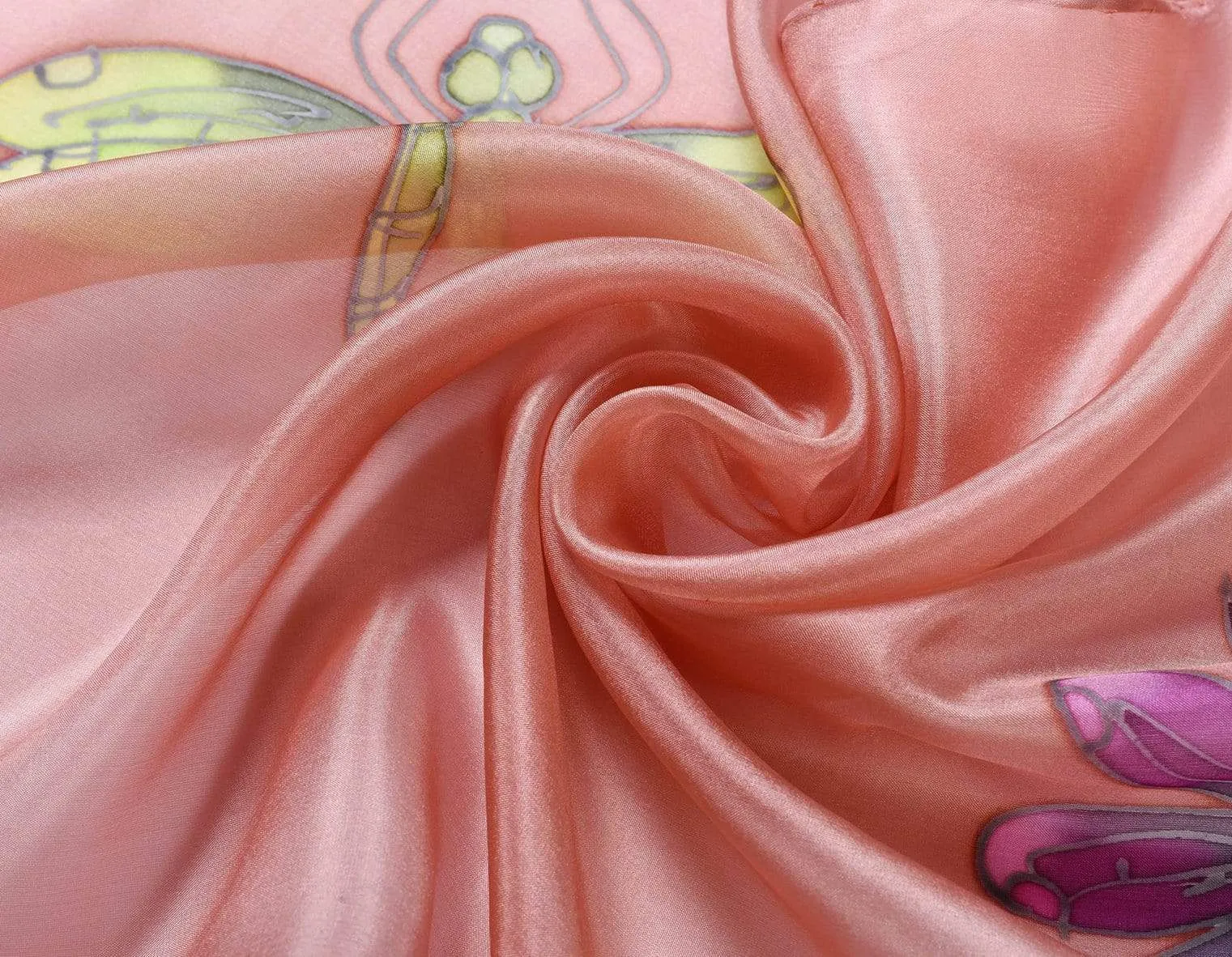 Long Hand Painted Silk Scarf - Dragonfly