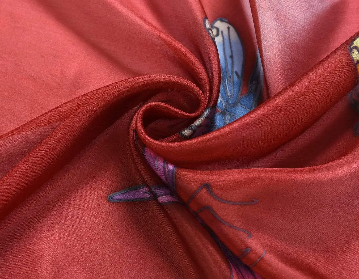 Long Hand Painted Silk Scarf - Dragonfly
