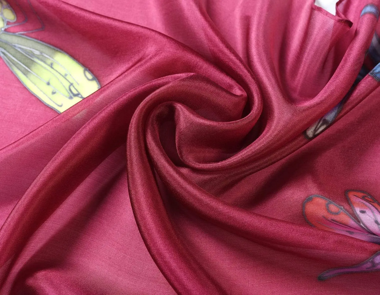 Long Hand Painted Silk Scarf - Dragonfly