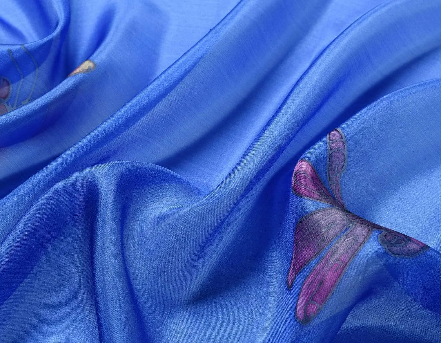 Long Hand Painted Silk Scarf - Dragonfly