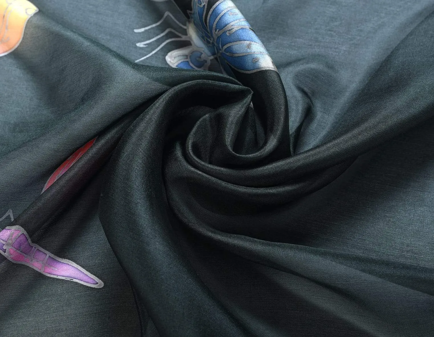 Long Hand Painted Silk Scarf - Dragonfly
