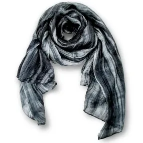 Lua - Watercolor Silk Scarf (Black   Ivory)