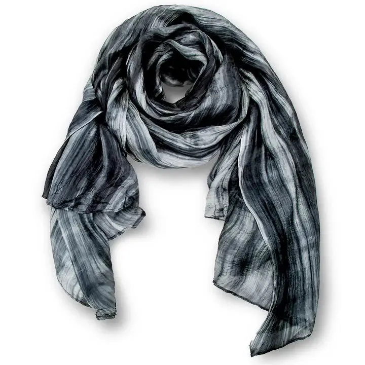 Lua - Watercolor Silk Scarf (Black   Ivory)