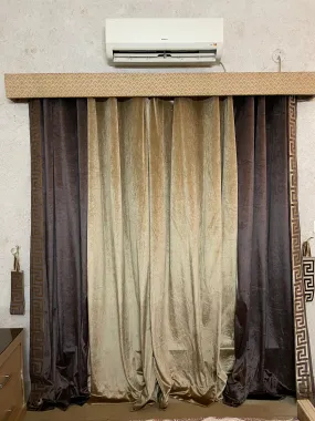 Luxury Velvet Curtains Side Border double tone
