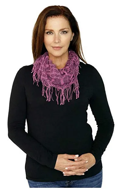 Memories Lightweight Mini Infinity Loop Fashion Tube Collar Scarf - Lavender