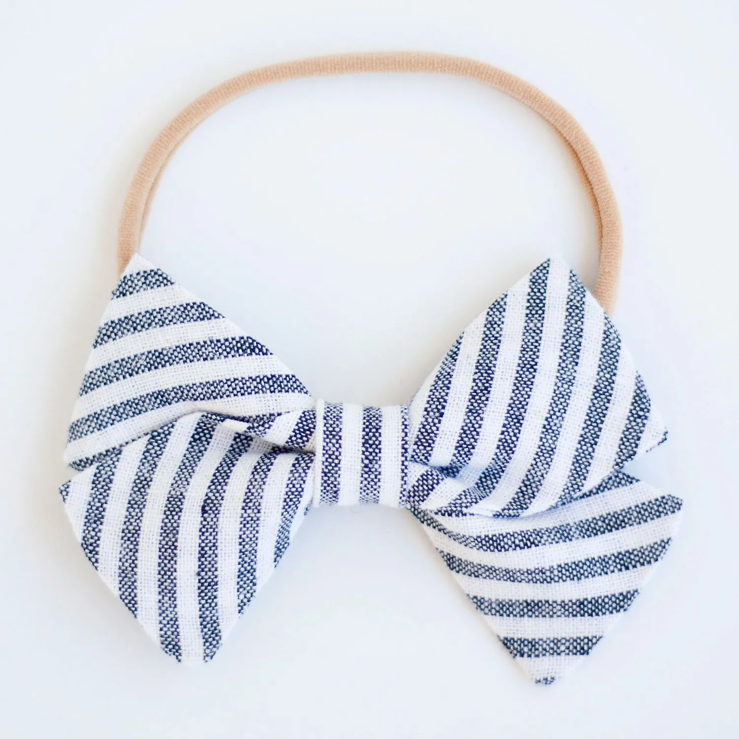 Men's Pocket Square / Navy Linen Stripe