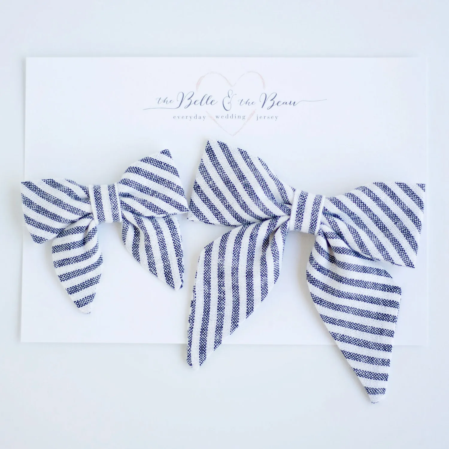 Men's Pocket Square / Navy Linen Stripe