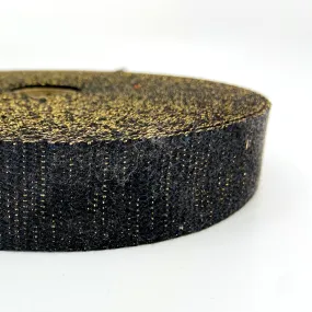 Metallic Cotton Webbing - Black and Gold - 30mm