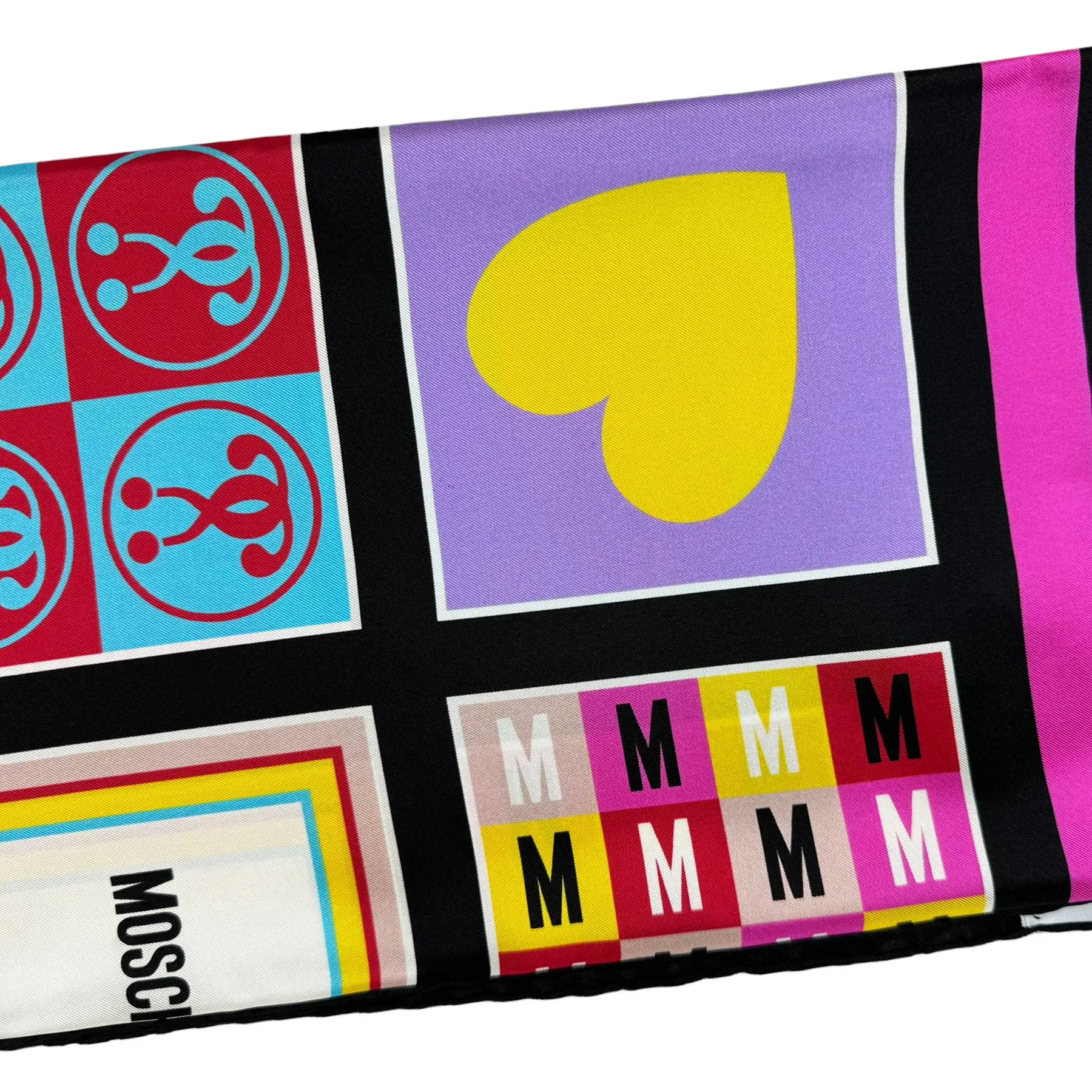 Moschino Silk Scarf Black Signature Design - Square Foulard - 2024 Collection