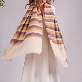 Muted Striped Pashmina Cashmere Shawl