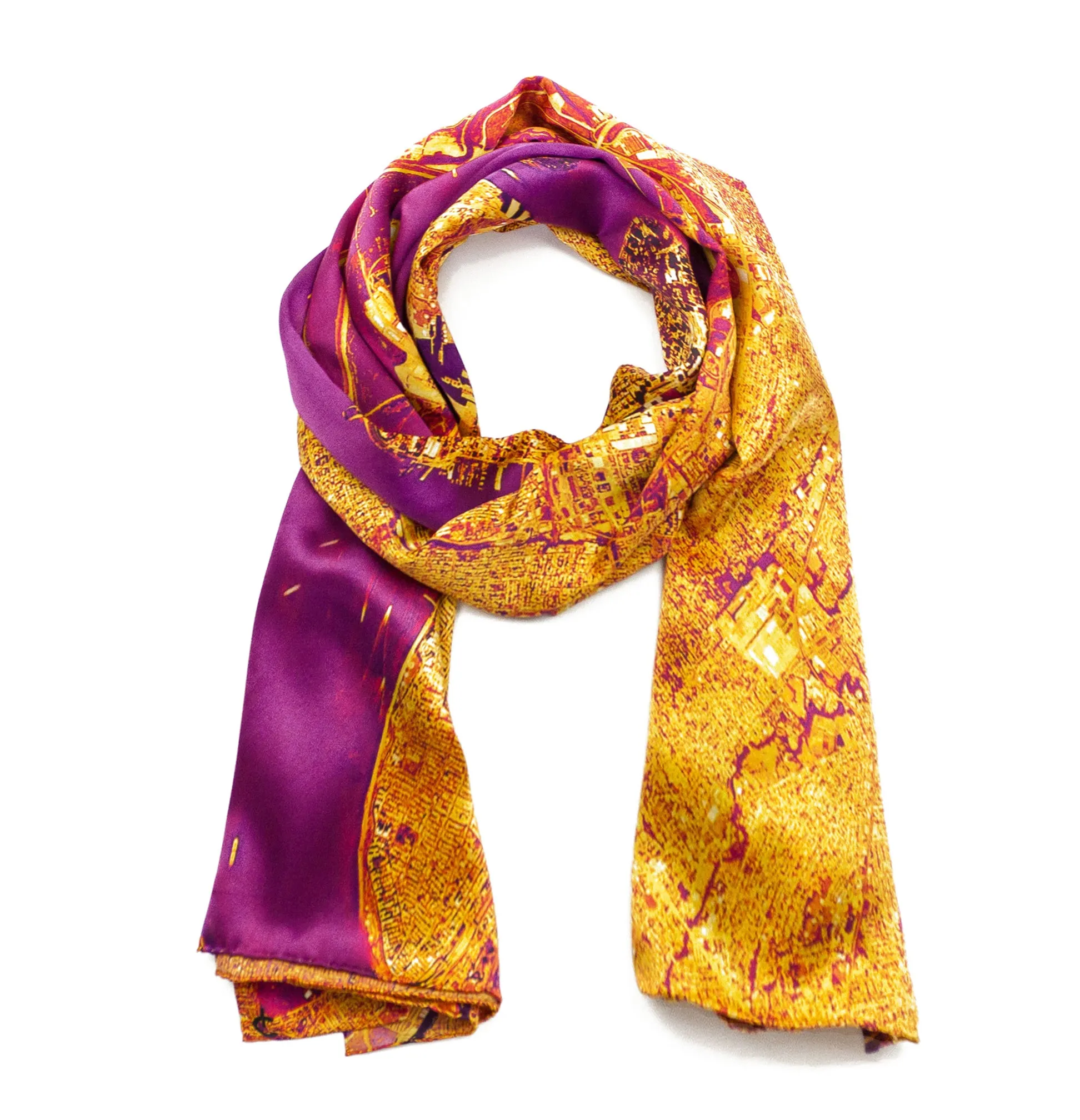 New York Orange Rectangular Satin Scarf