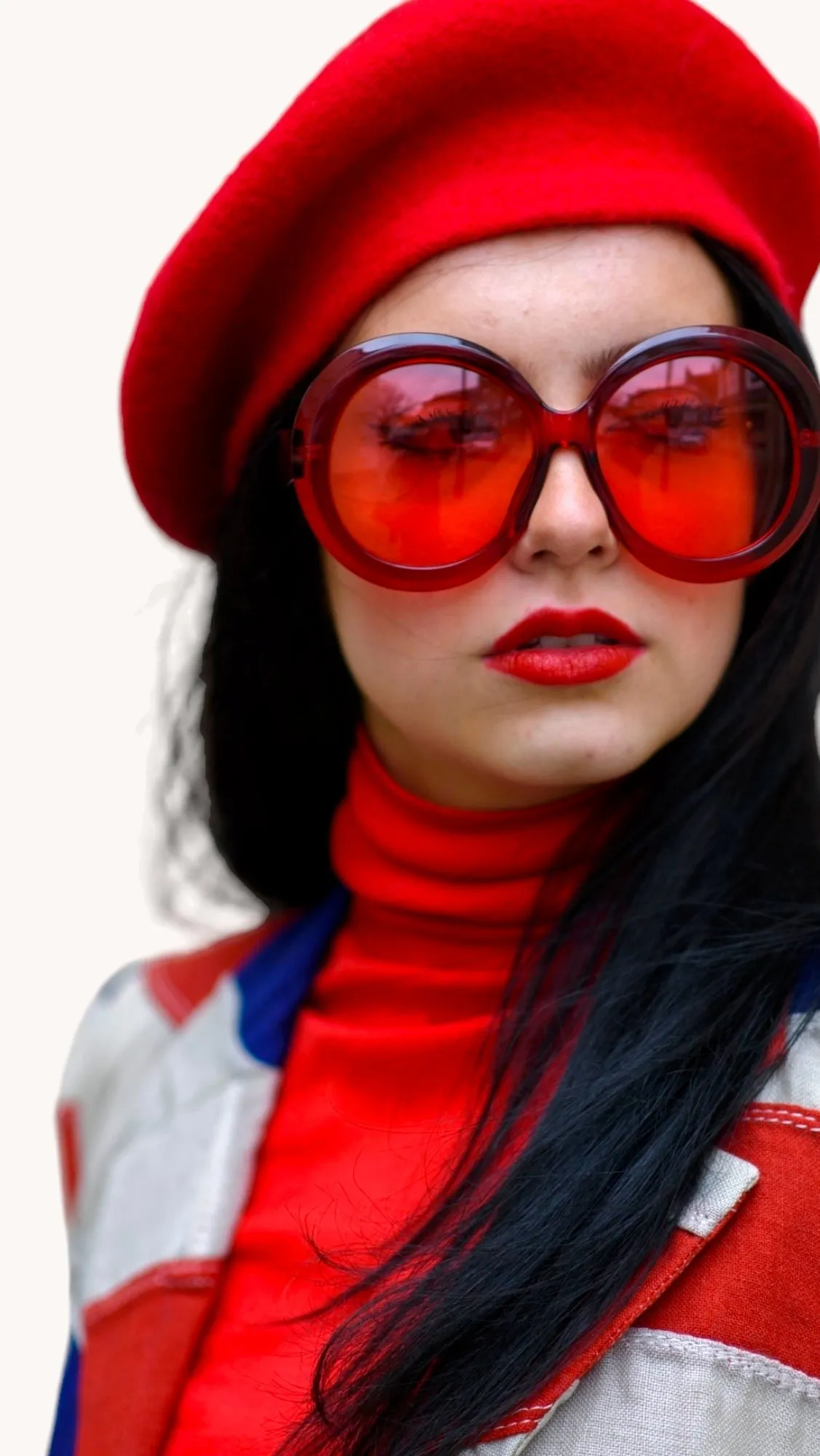 Oversized Round Shades Red