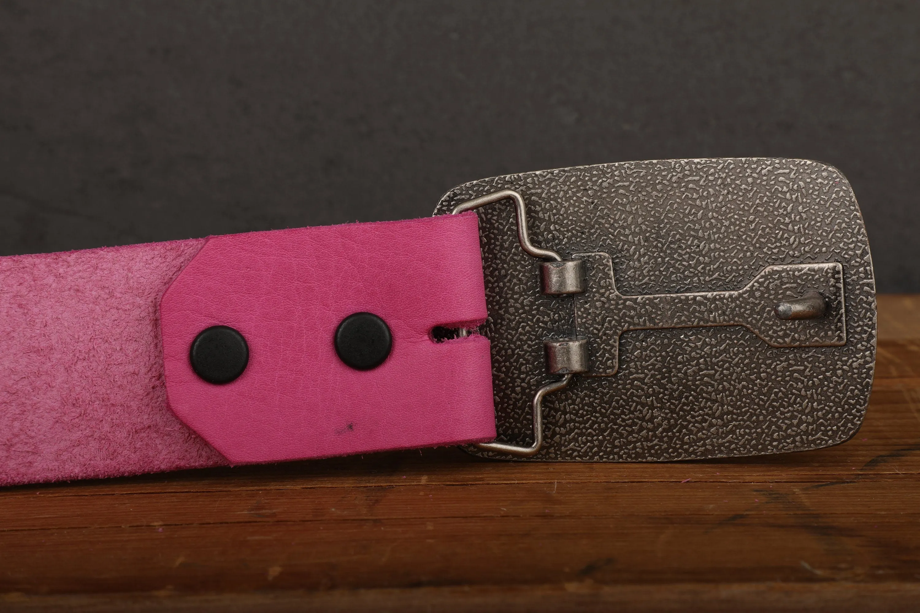 Pink Leather Belt with Antique Silver Buckle