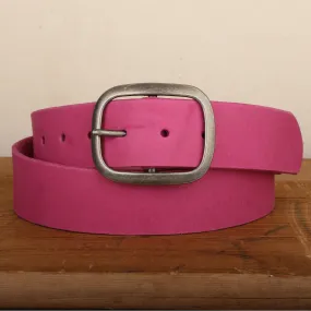 Pink Leather Belt with Antique Silver Buckle
