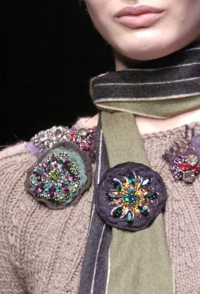 Prada fall '04 jewelled fabric brooch, green & multi