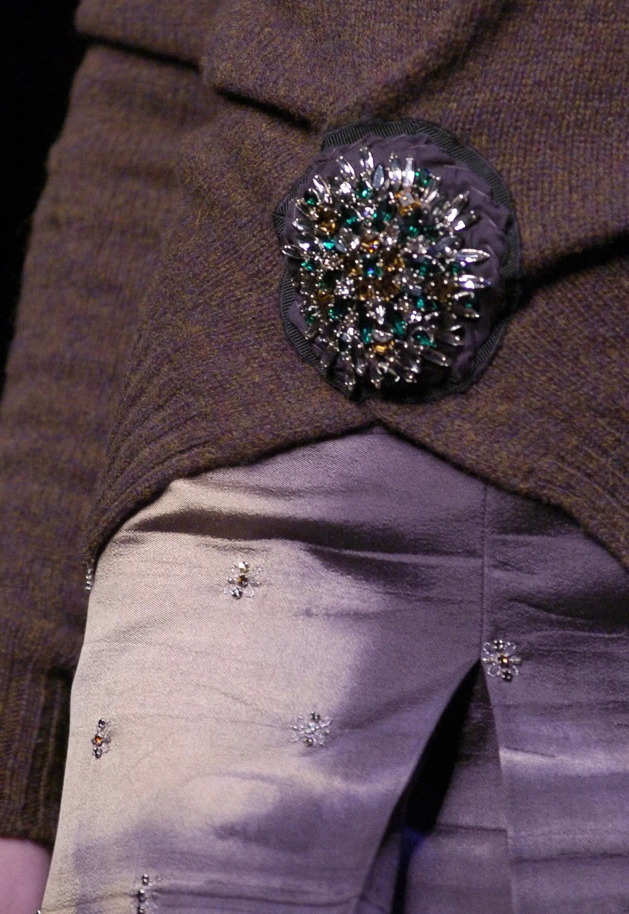 Prada fall '04 jewelled fabric brooch, green & multi