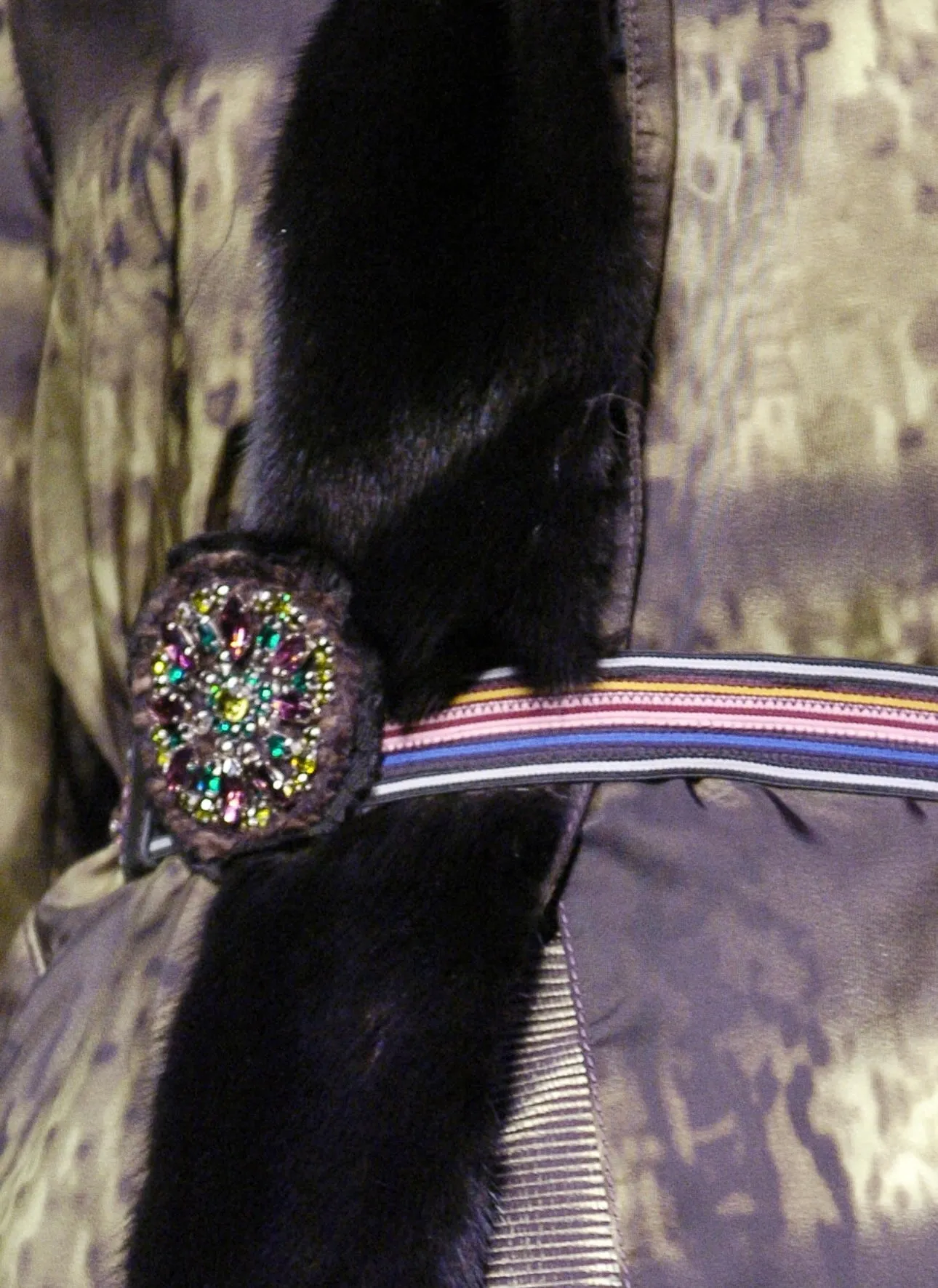 Prada fall '04 jewelled fabric brooch, green & multi