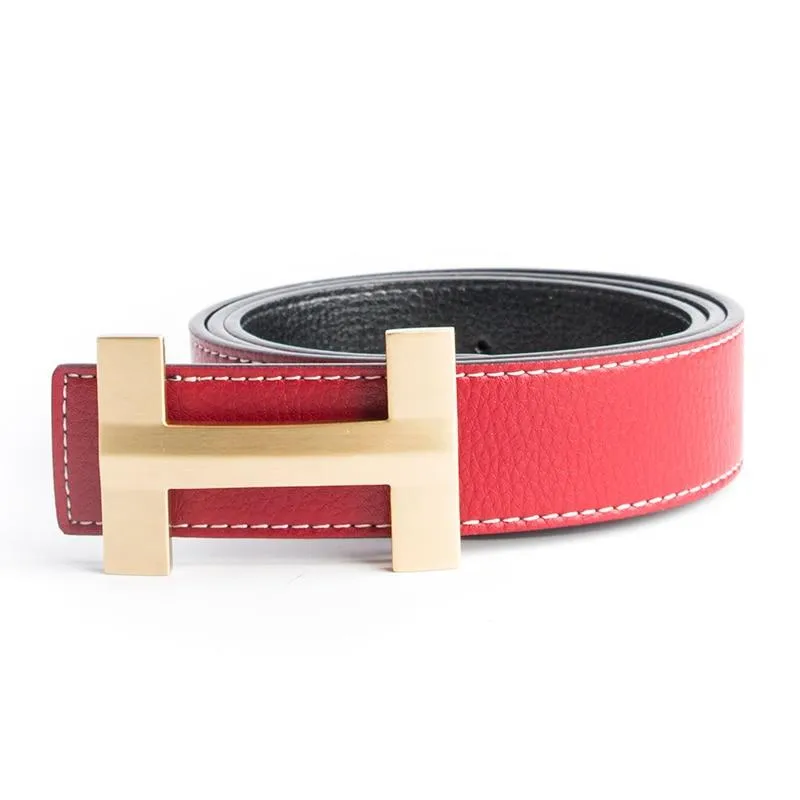 Premio Solid Brass H Leather Belt
