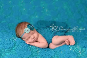 Ruffle Stretch Knit Wrap in Aqua Blue