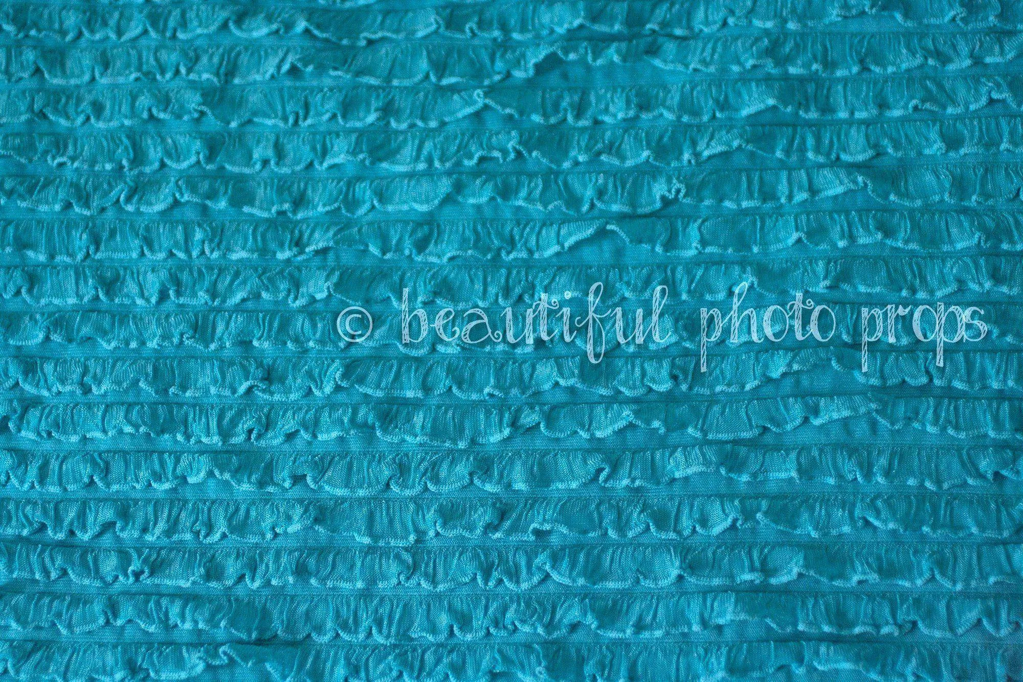 Ruffle Stretch Knit Wrap in Aqua Blue