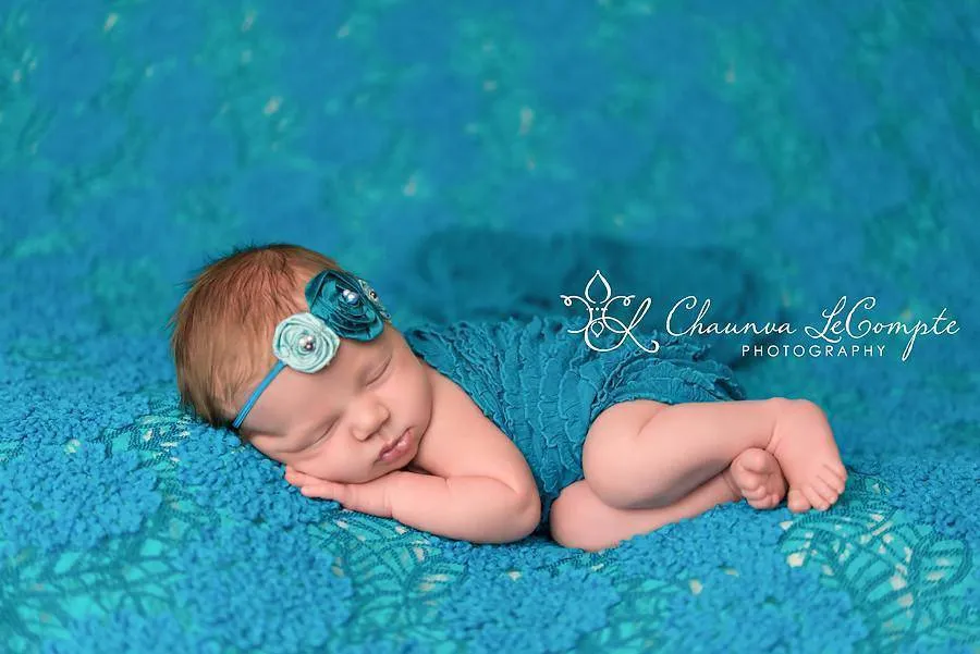 Ruffle Stretch Knit Wrap in Aqua Blue