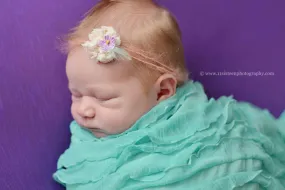 SALE Ruffle Stretch Knit Wrap in Mint Green 50X6