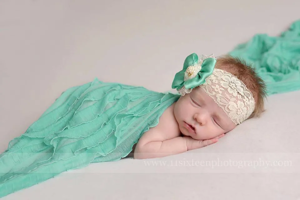 SALE Ruffle Stretch Knit Wrap in Mint Green 50X6