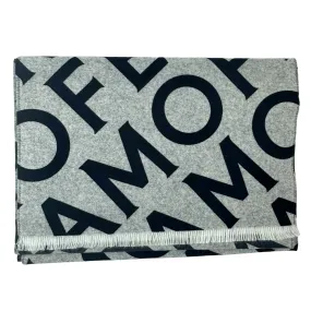 Salvatore Ferragamo Scarf Gray Logo Double Scarf With Lettering - Wool Cashmere - New Collection SALE