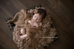 SET Mocha Brown Mohair Knit Baby Wrap and Headband