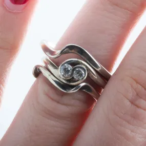 Silver Stacking Infinity Ring Set with Cubic Zirconia