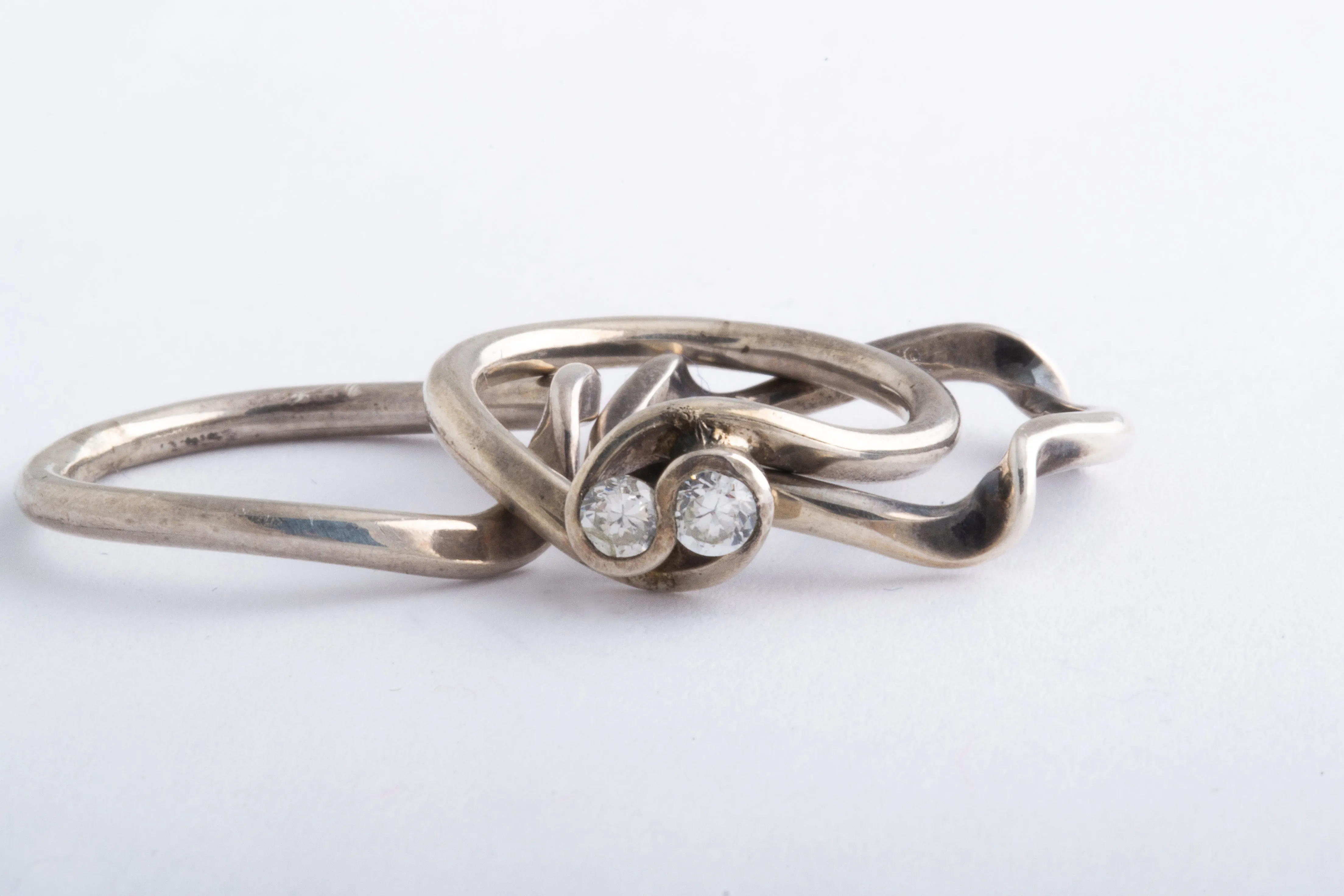 Silver Stacking Infinity Ring Set with Cubic Zirconia