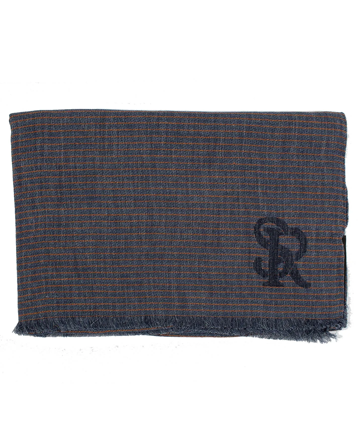 Stefano Ricci Scarf Midnight Blue Stripes - Luxury Cotton Silk Shawl