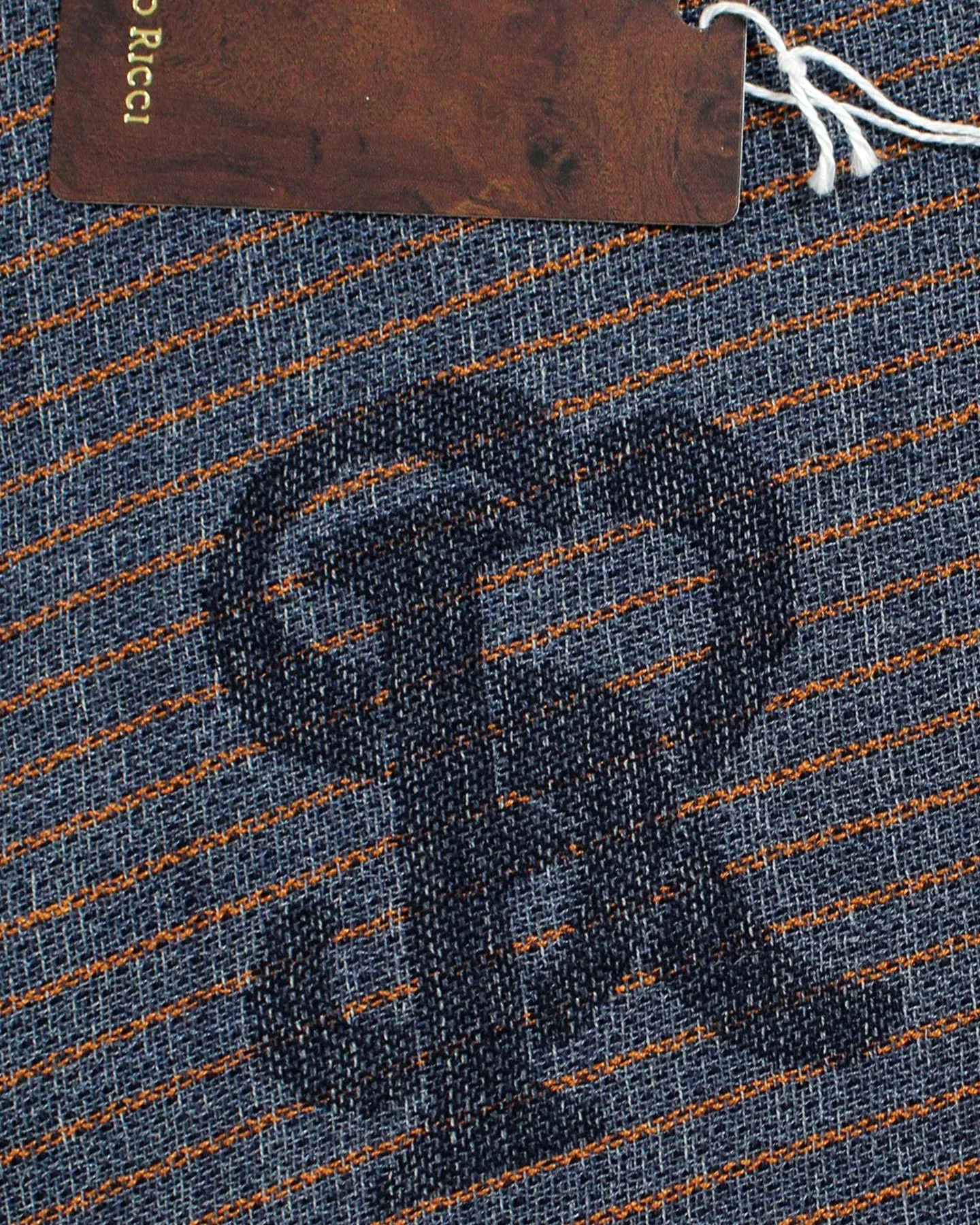 Stefano Ricci Scarf Midnight Blue Stripes - Luxury Cotton Silk Shawl