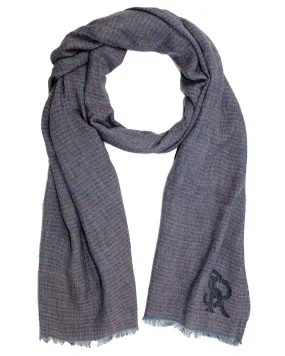 Stefano Ricci Scarf Midnight Blue Stripes - Luxury Cotton Silk Shawl