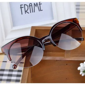 Summer Style Cat Eye Sunglasses Women Eyewear Semi-Rimless Sunglasses Super Round Circle Cat Eye Sunglasses