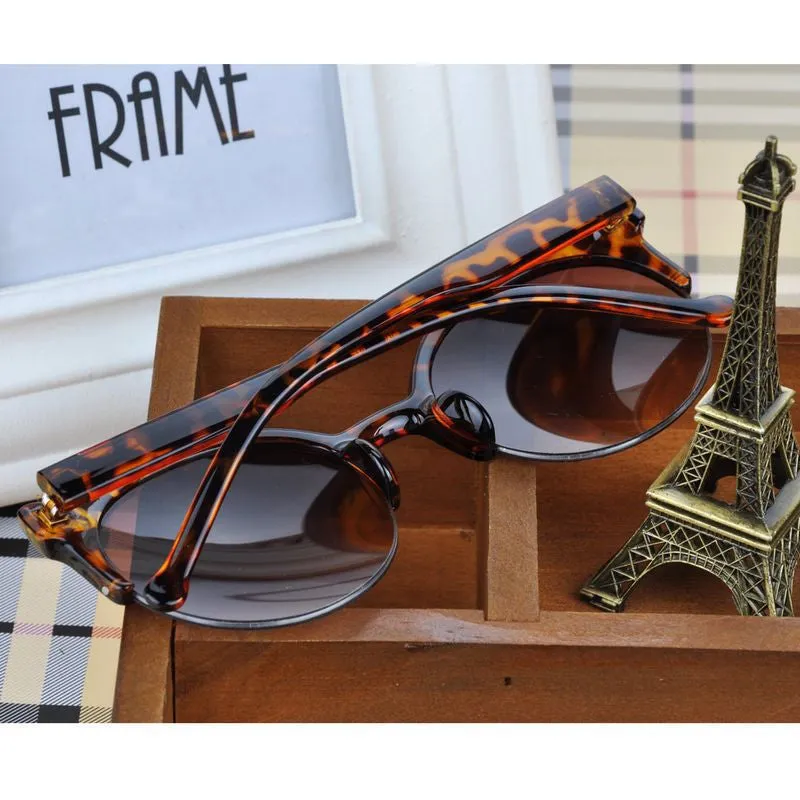 Summer Style Cat Eye Sunglasses Women Eyewear Semi-Rimless Sunglasses Super Round Circle Cat Eye Sunglasses