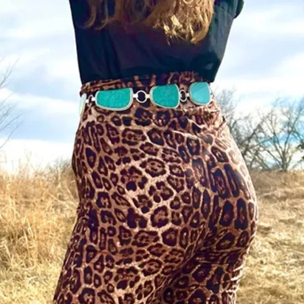 Trapezoid Turquoise Chain Link Belt