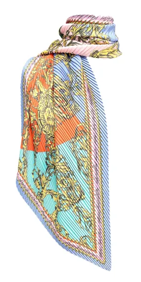 Versace Jeans Couture Baroque Patch Pleated Long Multicolor Scarf