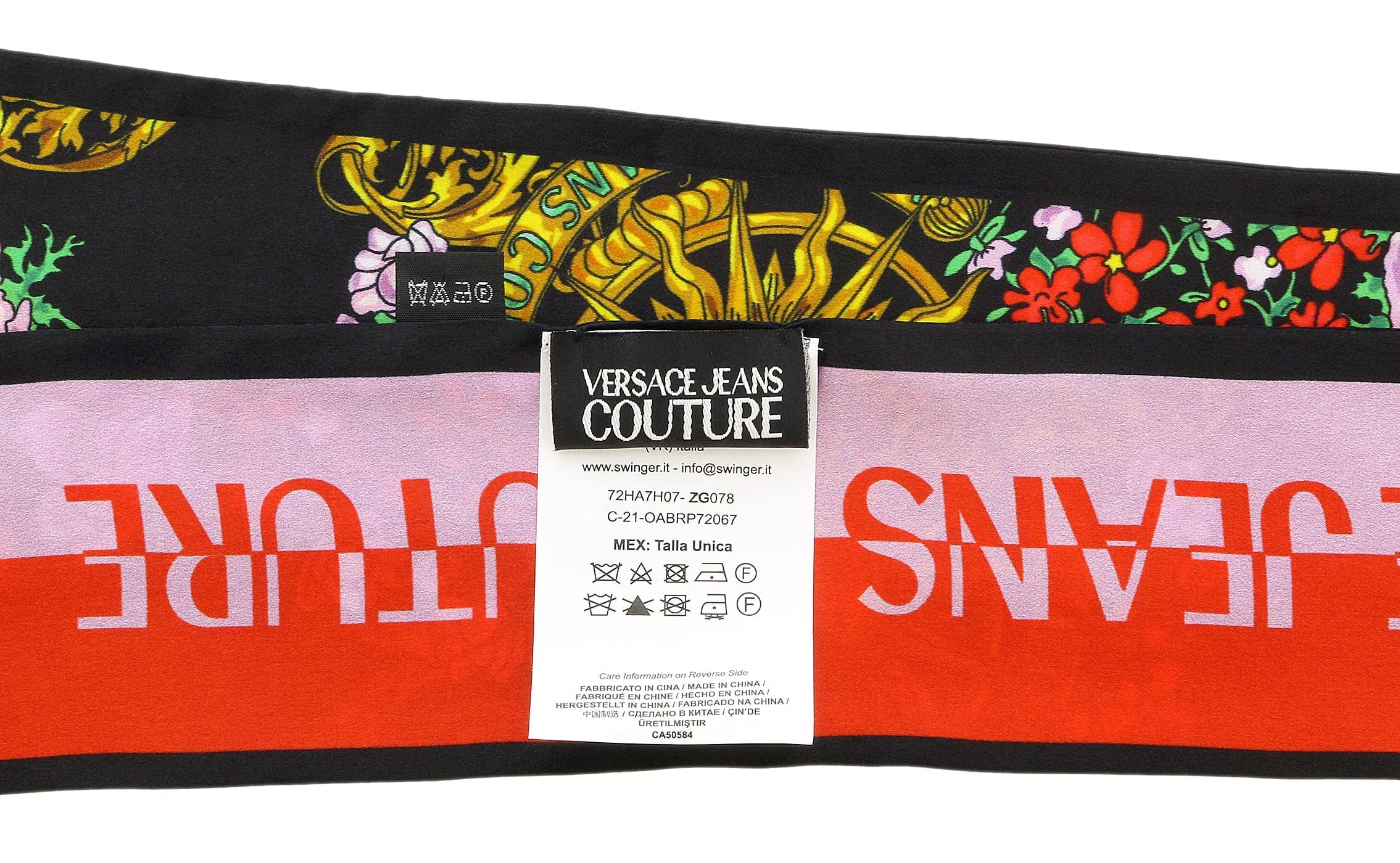 Versace Jeans Couture Baroque Print Black/Multi Slim Scarf