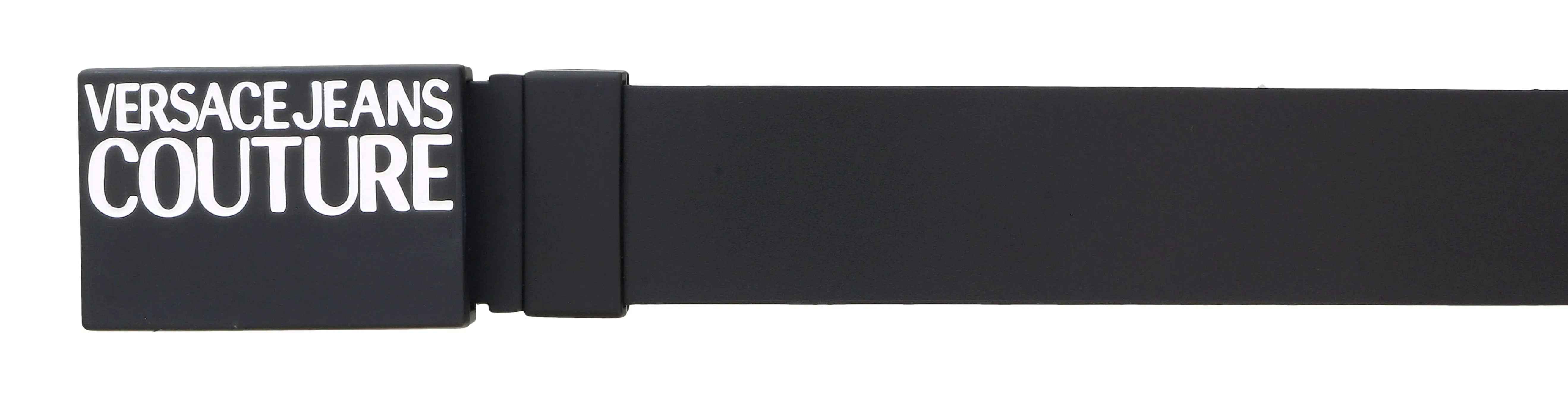 Versace Jeans Couture Black/White Leather Signature Print Plate Buckle-Adjustable Reversible Belt