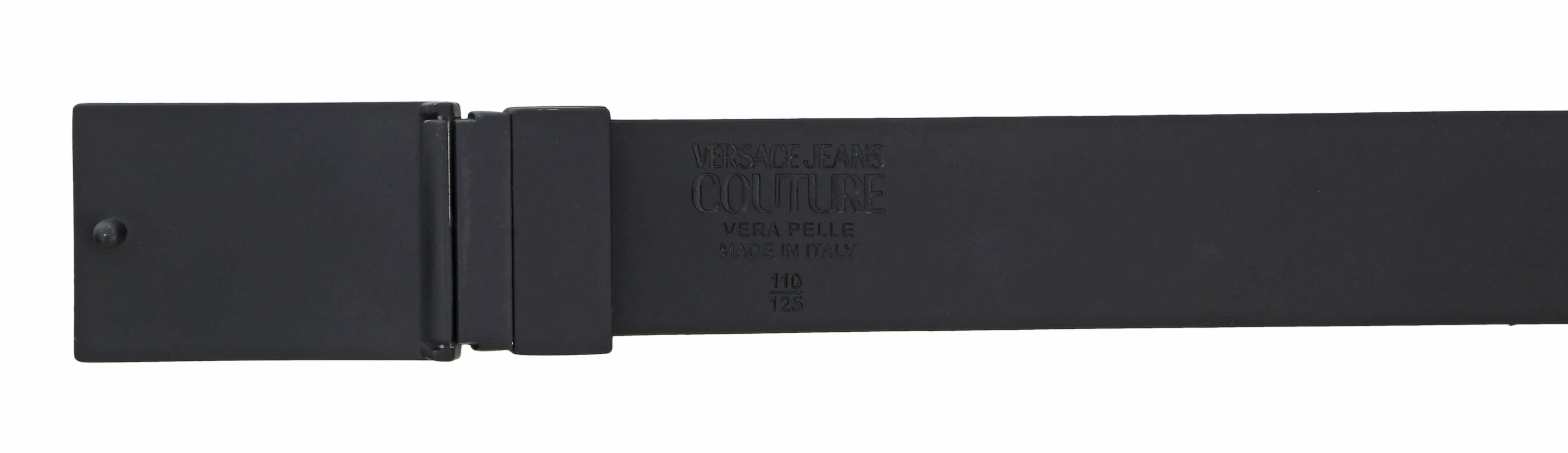 Versace Jeans Couture Black/White Leather Signature Print Plate Buckle-Adjustable Reversible Belt