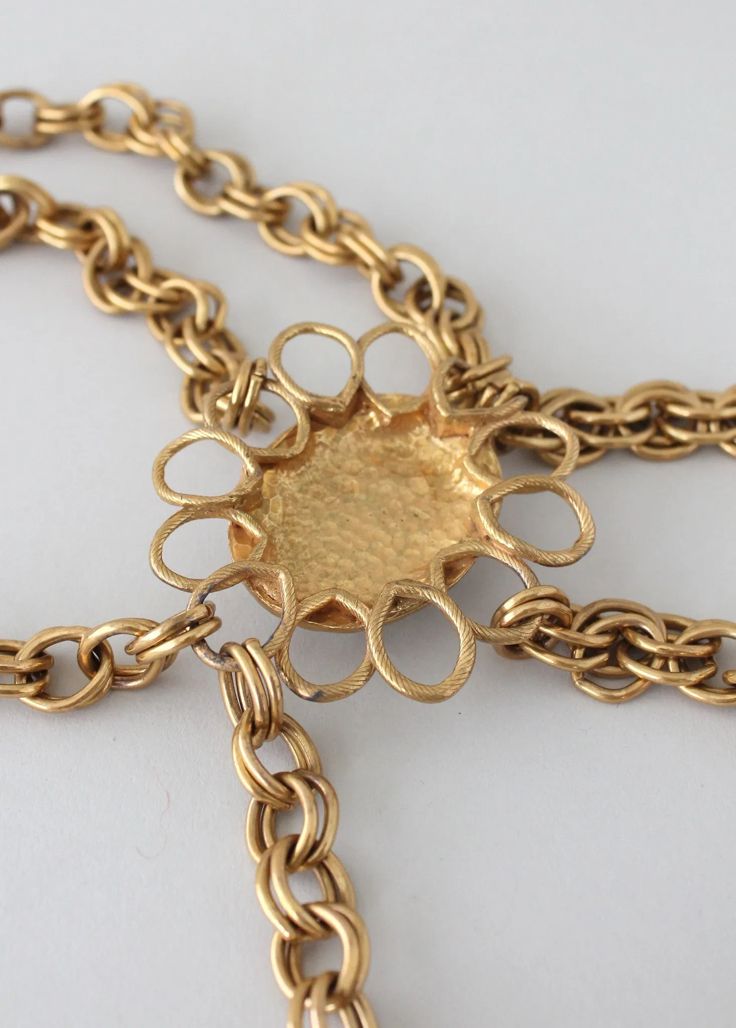 Vintage 1960s Glass and Gold Chain Glamour Belt