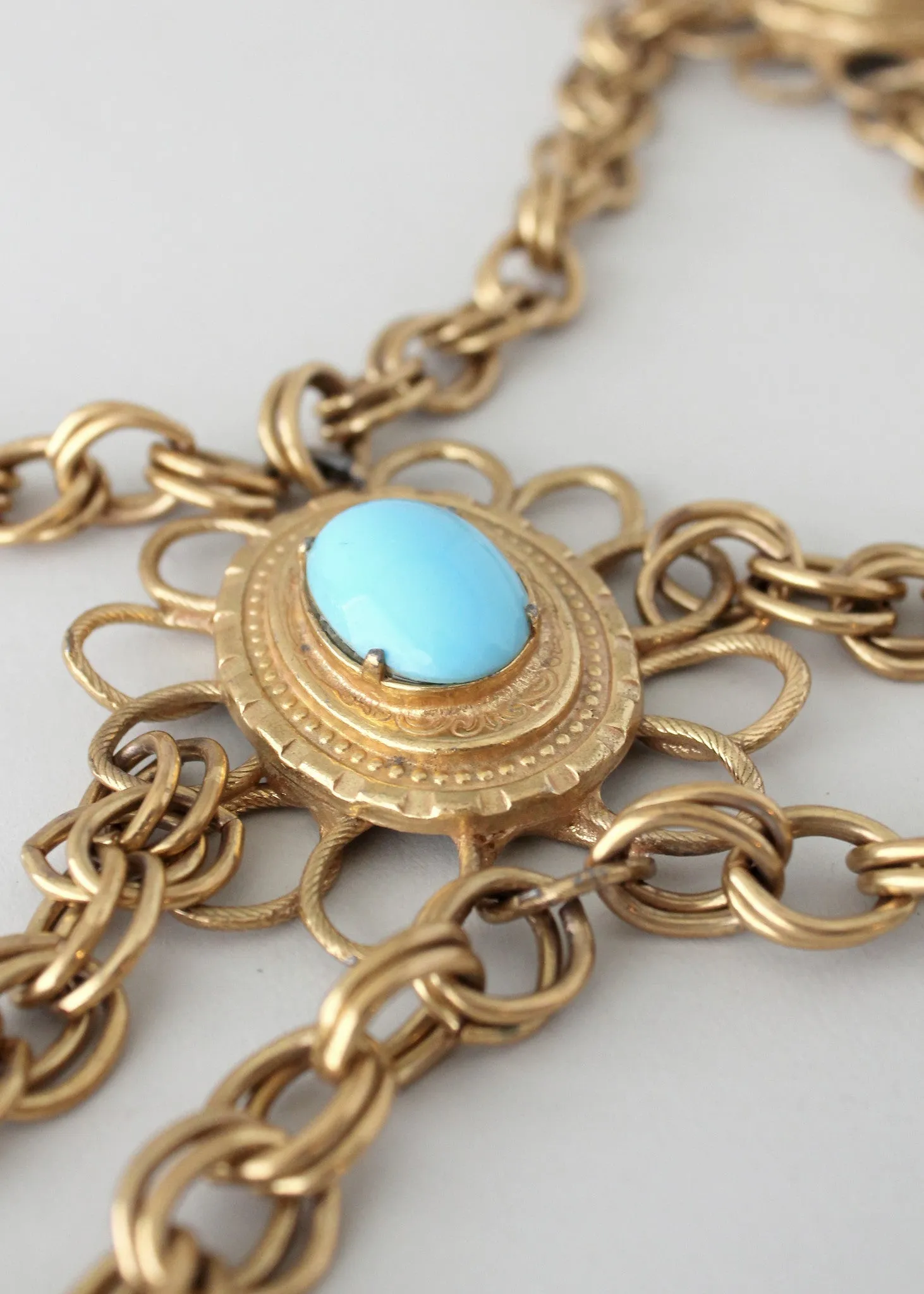 Vintage 1960s Glass and Gold Chain Glamour Belt